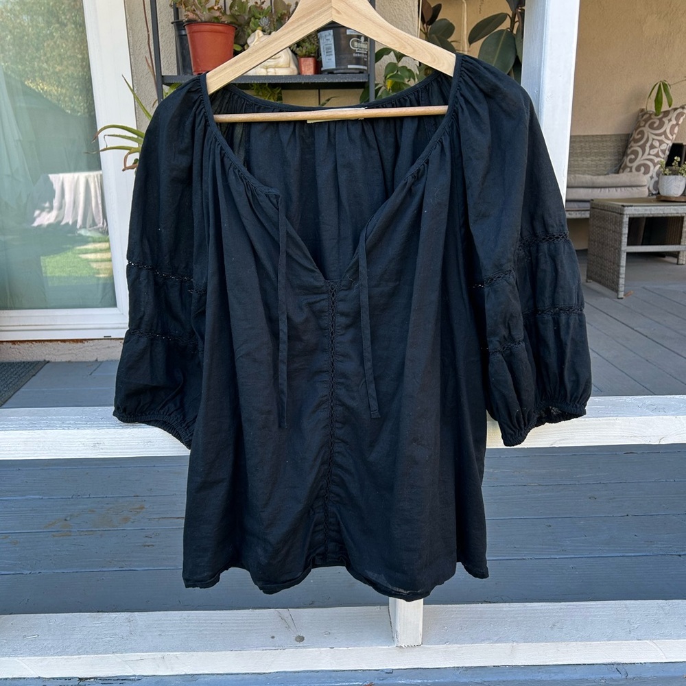 Abercrombie & Fitch Black Peasant Blouse